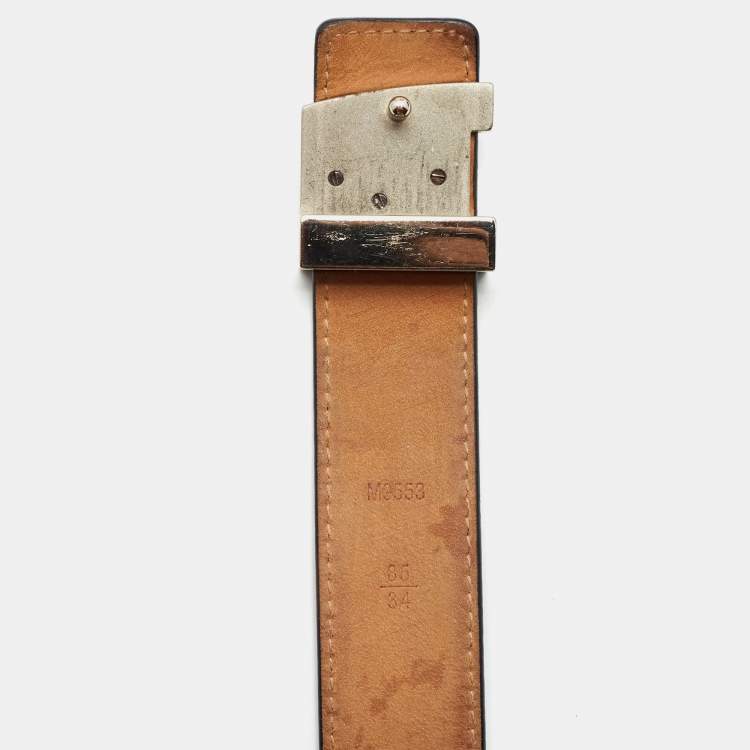 Pre Owned Louis Vuitton Black Epi Leather Initials Belt Size 85CM