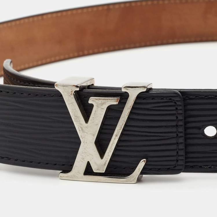 Pre Owned Louis Vuitton Black Epi Leather Initials Belt Size 85CM