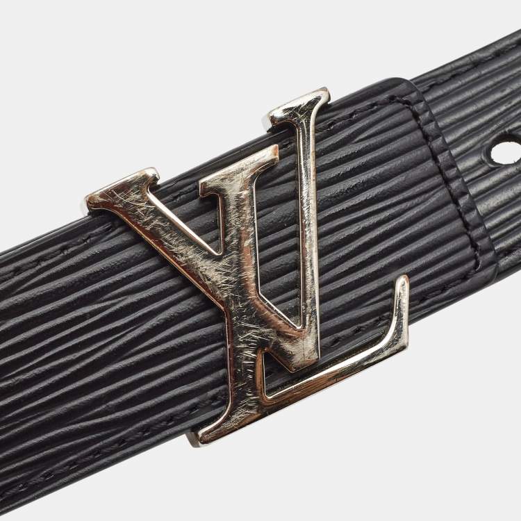 Pre Owned Louis Vuitton Black Epi Leather Initials Belt Size 85CM