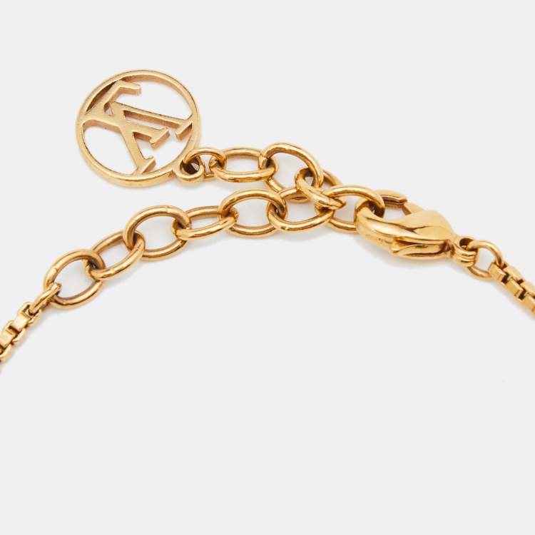 Pre Owned Louis Vuitton Speedy Faux Pearl Gold Tone Bracelet