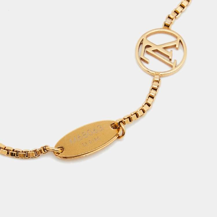 Pre Owned Louis Vuitton Speedy Faux Pearl Gold Tone Bracelet