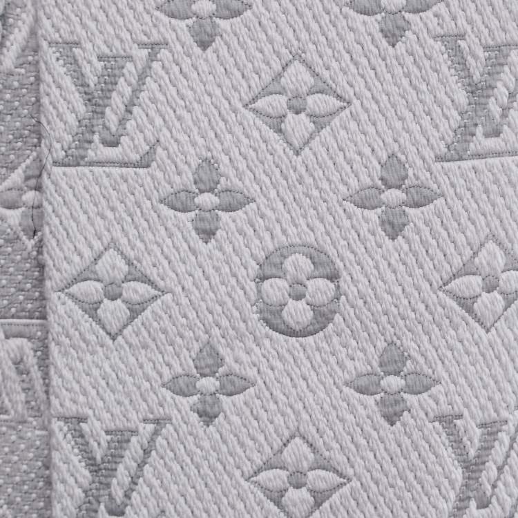 Pre Owned Louis Vuitton Pearl Grey Wool Silk Logomania Scarf