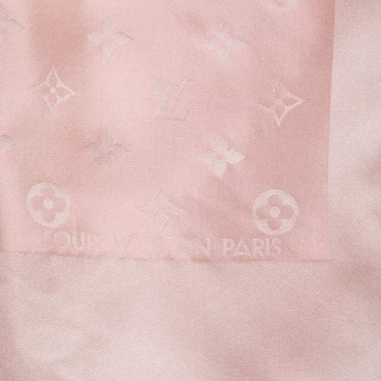 Pre Owned Louis Vuitton Pink Monogram Pattern Silk Stole