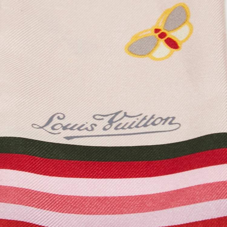 Pre Owned Louis Vuitton Pink Papillon Print Silk Bandeau 