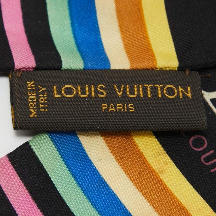 Pre Owned Louis Vuitton Black Multicolor Monogram Print Silk Bandeau