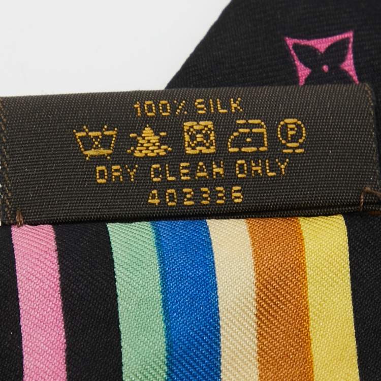 Pre Owned Louis Vuitton Black Multicolor Monogram Print Silk Bandeau