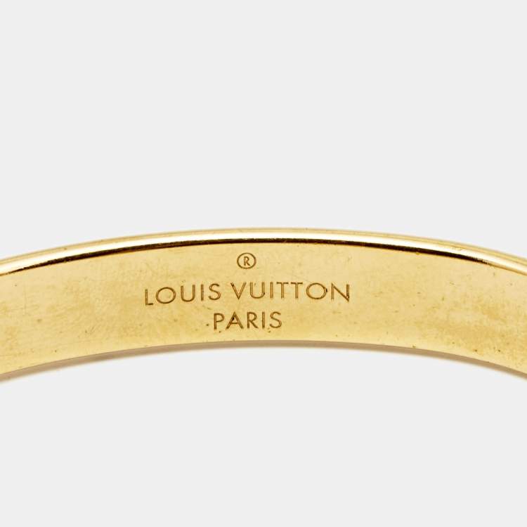 Pre Owned Louis Vuitton Nanogram Gold Tone Cuff Bracelet S