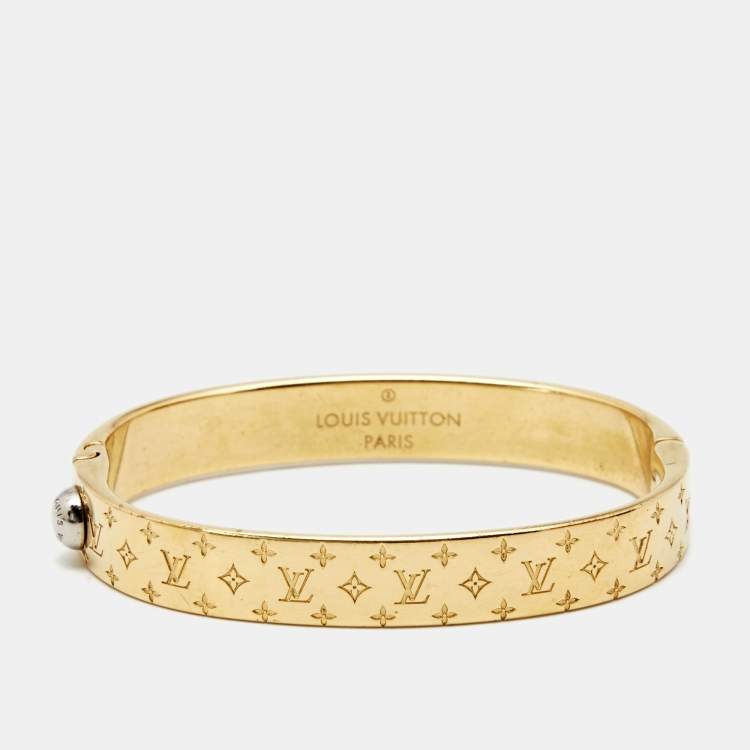 Pre Owned Louis Vuitton Nanogram Gold Tone Cuff Bracelet S