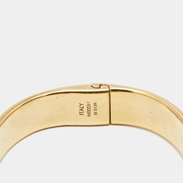 Pre Owned Louis Vuitton Nanogram Gold Tone Cuff Bracelet S