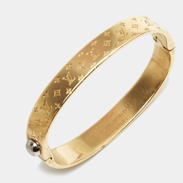 Louis Vuitton Nanogram Gold Tone Cuff Bracelet S Louis Vuitton