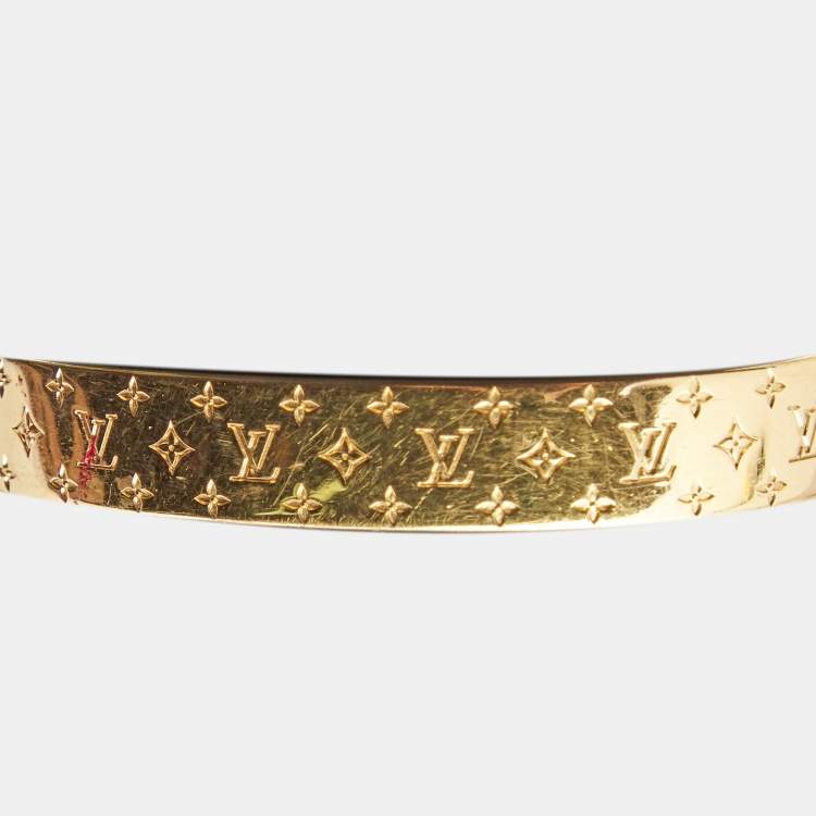Pre Owned Louis Vuitton Nanogram Gold Tone Cuff Bracelet S