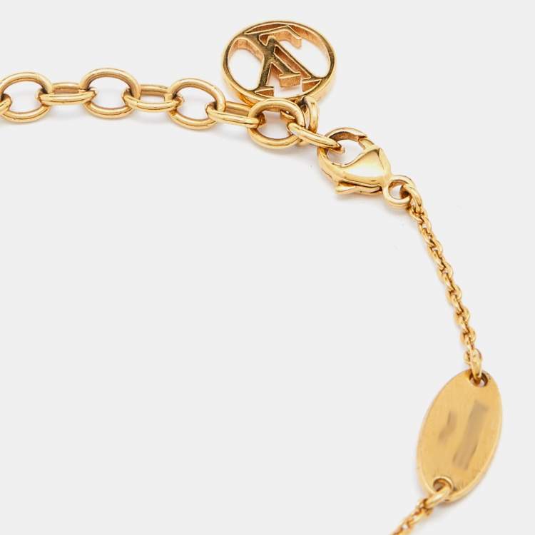 Pre Owned Louis Vuitton Lady Lucky Key Supple Crystal Gold Tone Bracelet