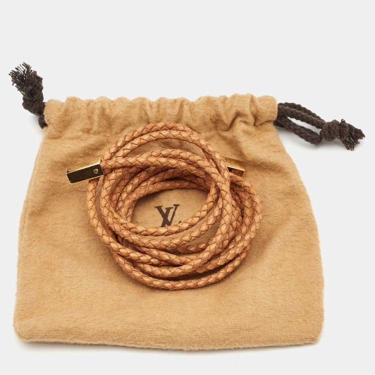 Pre Owned Louis Vuitton Tan Leather VVN Tressee Braided Belt