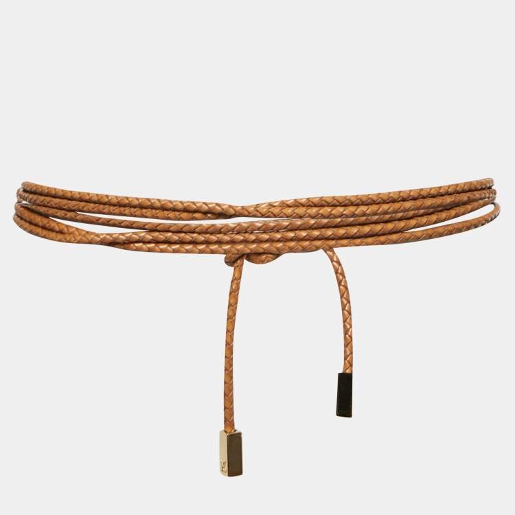 Pre Owned Louis Vuitton Tan Leather VVN Tressee Braided Belt