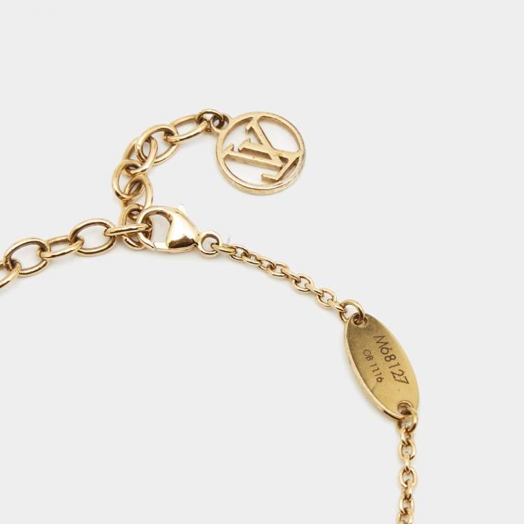 Pre Owned Louis Vuitton Flower Full Gold Tone Bracelet