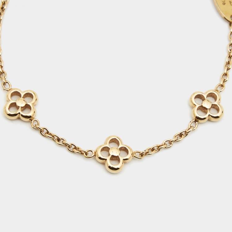 Pre Owned Louis Vuitton Flower Full Gold Tone Bracelet
