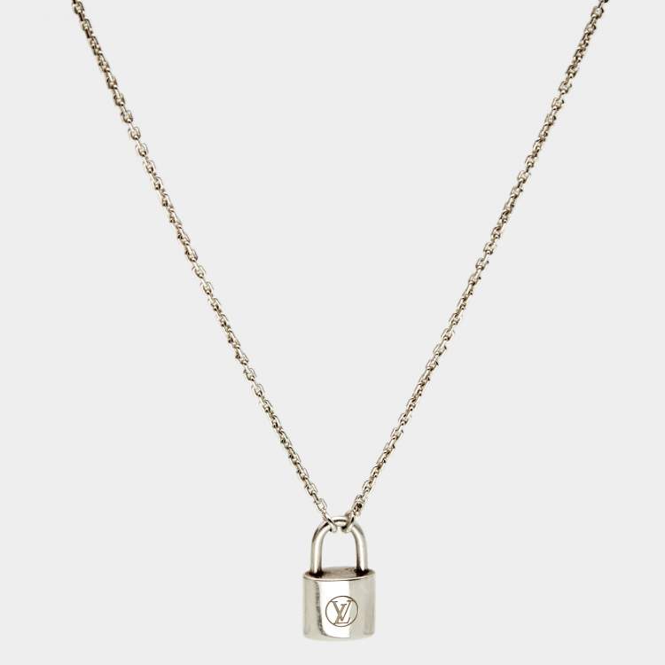 Louis Vuitton Lockit Sterling Silver Pendant Necklace Louis