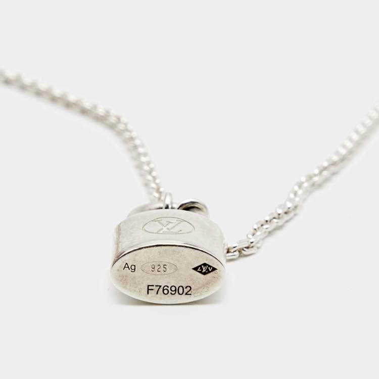 Pre Owned Louis Vuitton Lockit Sterling Silver Pendant Necklace