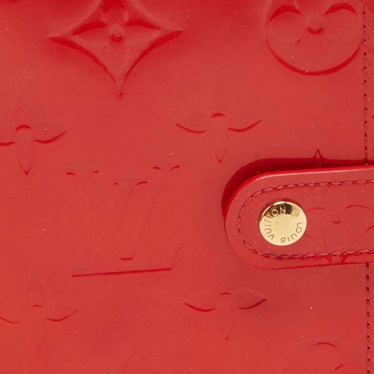 Pre Owned Louis Vuitton Red Monogram Vernis Small Ring Agenda Cover