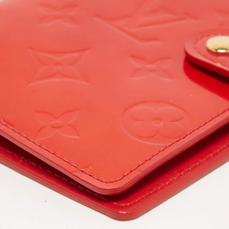 Pre Owned Louis Vuitton Red Monogram Vernis Small Ring Agenda Cover