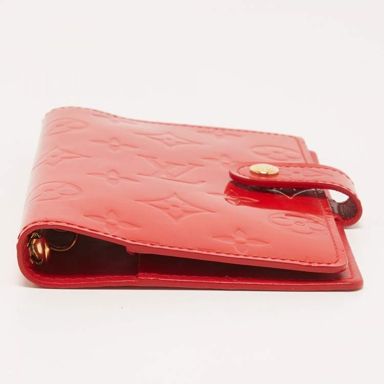 Pre Owned Louis Vuitton Red Monogram Vernis Small Ring Agenda Cover