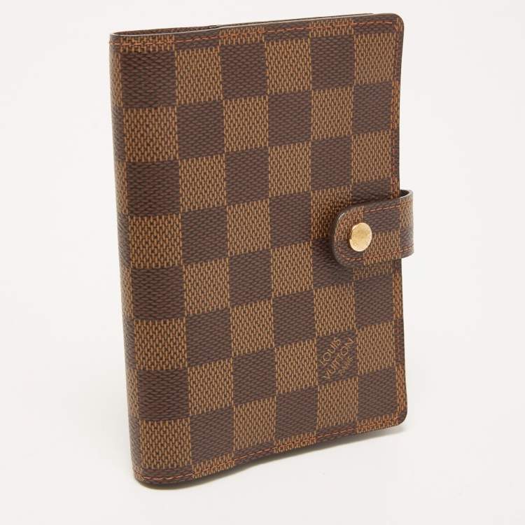 Pre Owned Louis Vuitton Damier Ebene Canvas Small Ring Agenda Cover