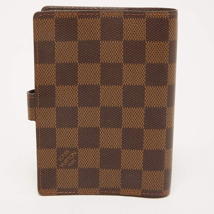 Pre Owned Louis Vuitton Damier Ebene Canvas Small Ring Agenda Cover