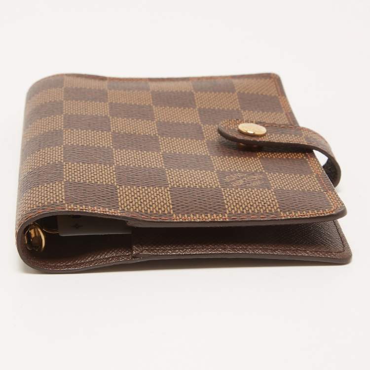 Pre Owned Louis Vuitton Damier Ebene Canvas Small Ring Agenda Cover