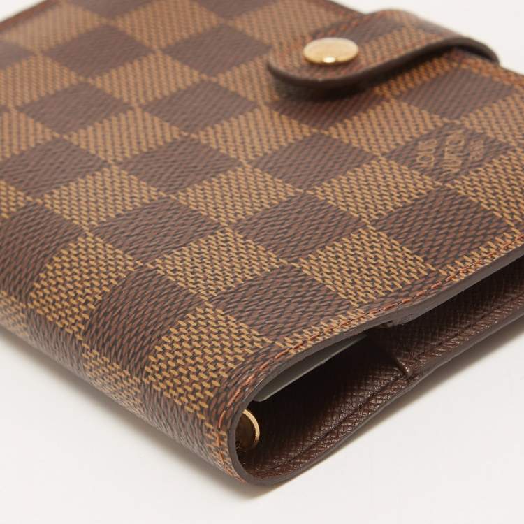 Pre Owned Louis Vuitton Damier Ebene Canvas Small Ring Agenda Cover