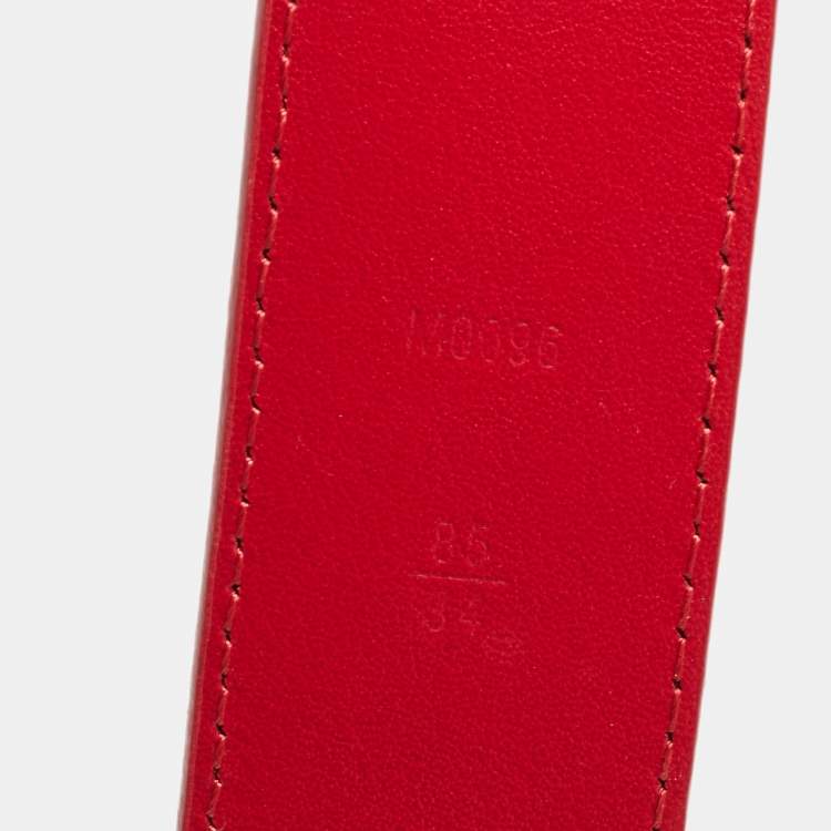 Pre Owned Louis Vuitton Red Leather LV New Wave Belt 85CM