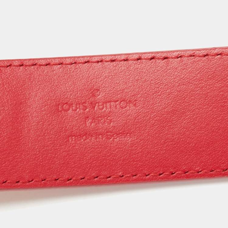 Pre Owned Louis Vuitton Red Leather LV New Wave Belt 85CM