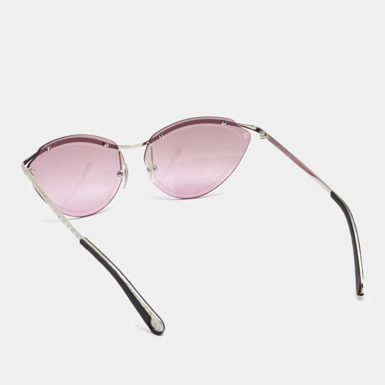 Pre Owned Louis Vuitton Pink/Silver Z1040W Rimless Thelma and Louise Cat Eye Sunglasses