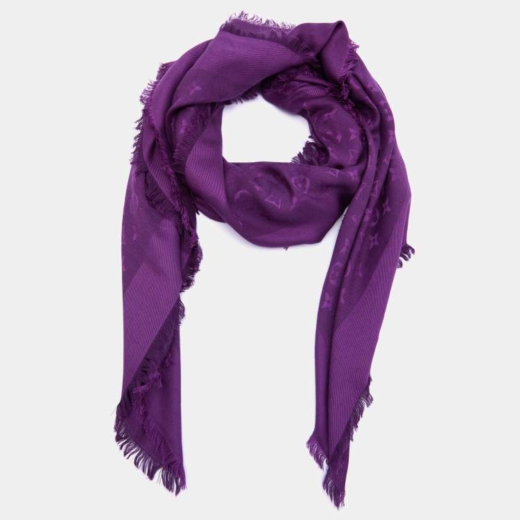 Louis Vuitton Louis Vuitton Purple Monogram Logo Silk & Wool Blend
