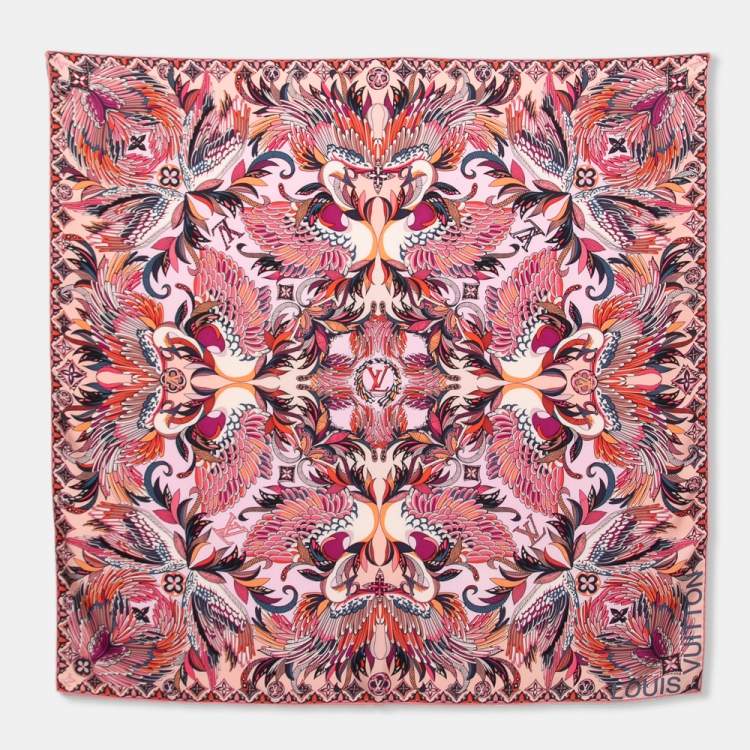 Pre Owned Louis Vuitton Multicolour Pink Angels Printed Silk Scarf