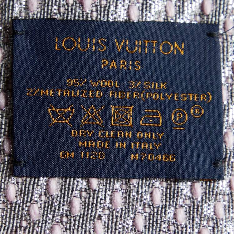 Pre Owned Louis Vuitton Pink Wool & Silk Logomania Shine Scarf