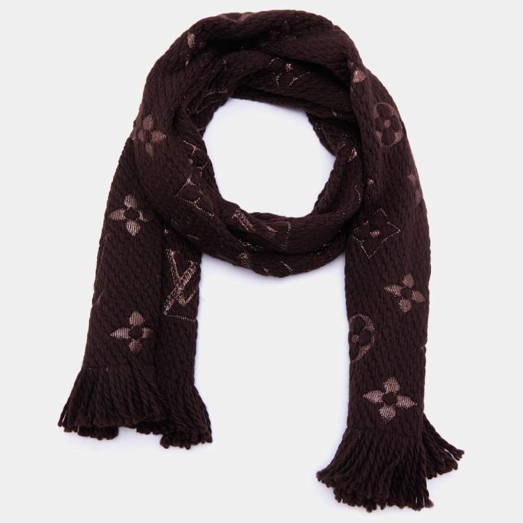 Châle monogram silk scarf Louis Vuitton Brown in Silk  29567644