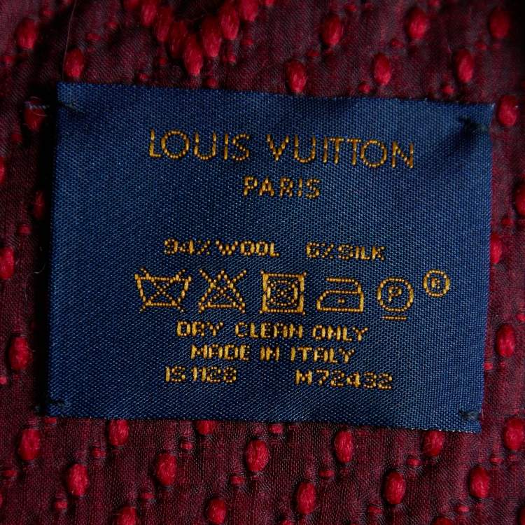 Pre Owned Louis Vuitton Red Wool & Silk Logomania Scarf