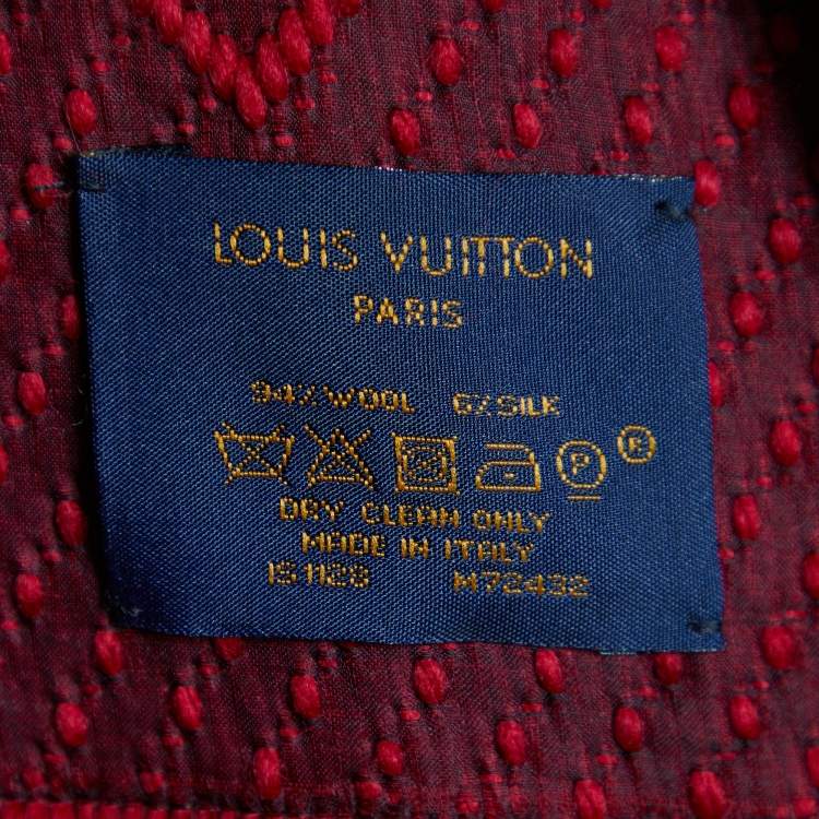 Pre Owned Louis Vuitton Red Wool & Silk Logomania Scarf