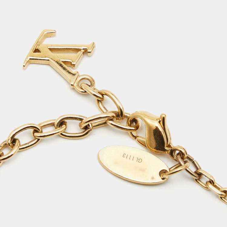 Pre Owned Louis Vuitton Gamble Crystal Gold Tone Bracelet
