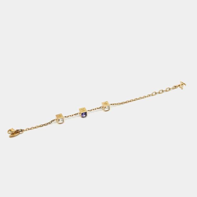Pre Owned Louis Vuitton Gamble Crystal Gold Tone Bracelet
