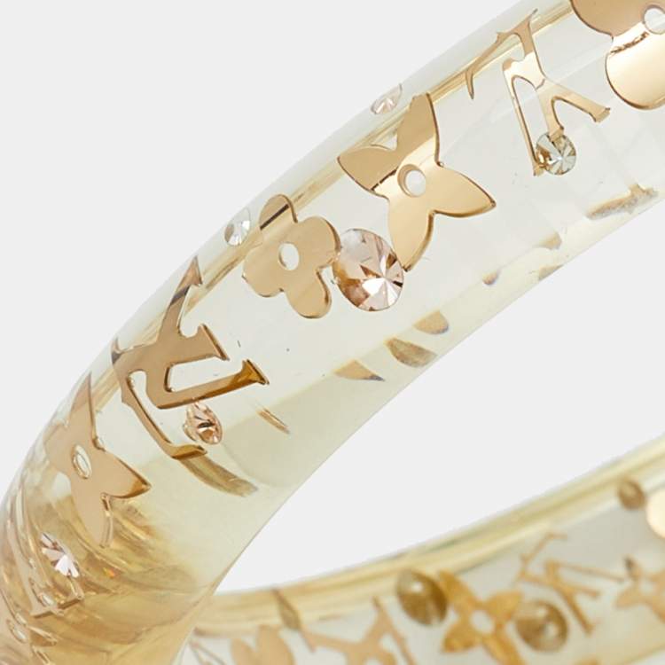 مملوكة مسبقًا Louis Vuitton Clear Resin Gold Tone Monogram Inclusion Bangle Bracelet
