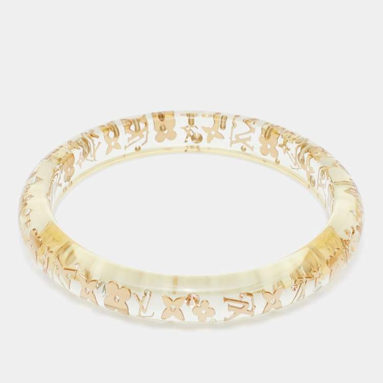 مملوكة مسبقًا Louis Vuitton Clear Resin Gold Tone Monogram Inclusion Bangle Bracelet