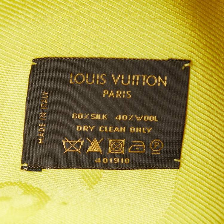 Pre Owned Louis Vuitton Yellow Logo Monogram Wool & Silk Scarf