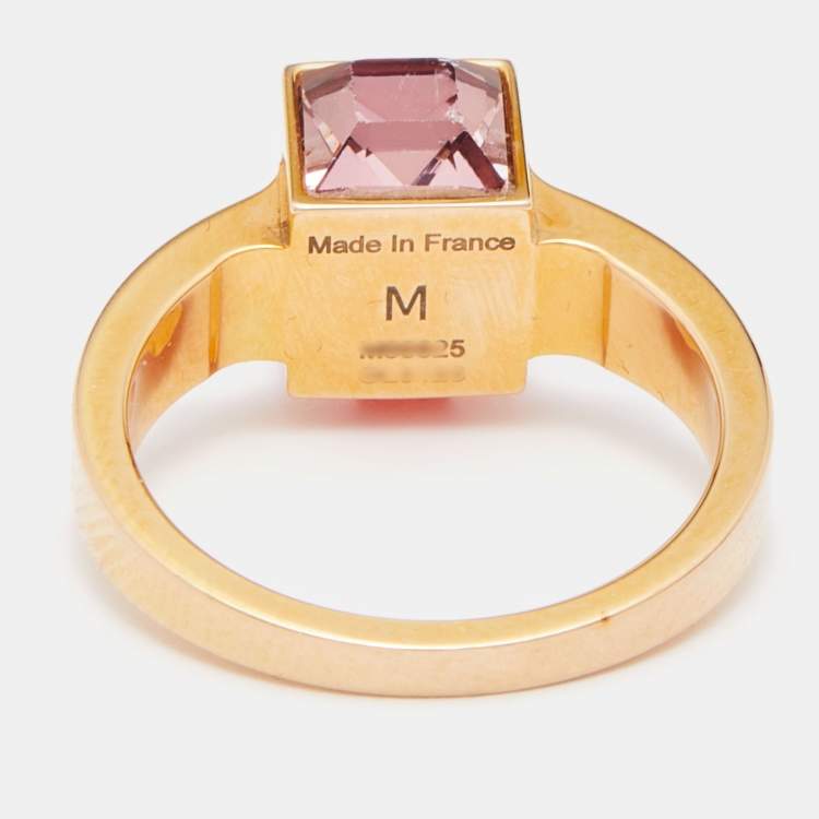 Pre Owned Louis Vuitton Gamble Crystal Gold Tone Ring Size EU 53