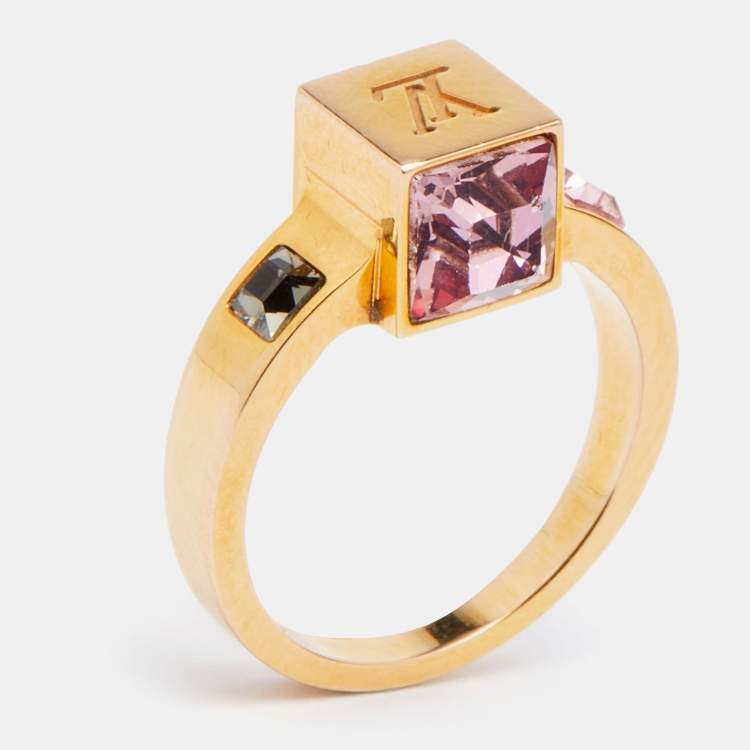 Louis Vuitton Crystal Gamble Ring - Gold-Tone Metal Cocktail Ring