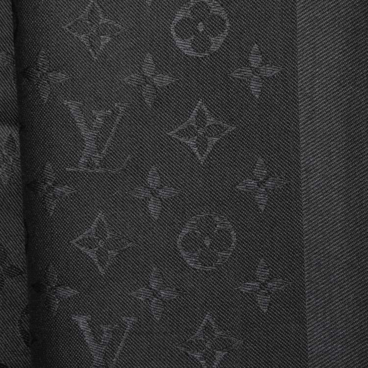 Pre Owned Louis Vuitton Black Classique Monogram Silk & Wool Shawl