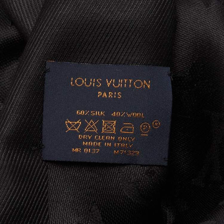 Pre Owned Louis Vuitton Black Classique Monogram Silk & Wool Shawl