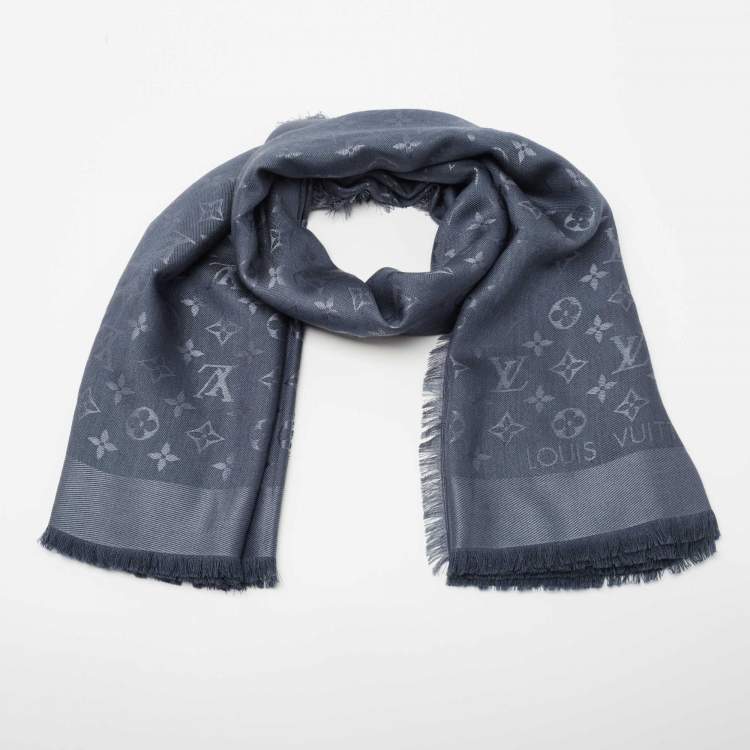 Louis Vuitton Dark Grey Monogram Silk & Wool Classique Shawl Louis