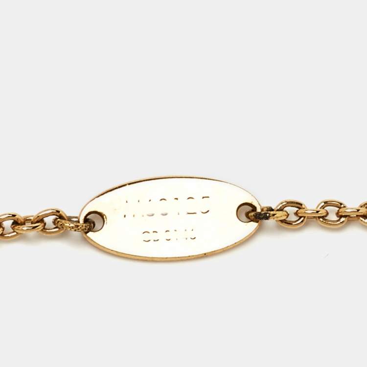 Pre Owned Louis Vuitton Flower Gold Tone Station Necklace