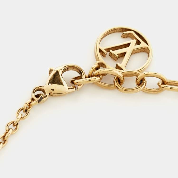 Pre Owned Louis Vuitton Flower Gold Tone Station Necklace